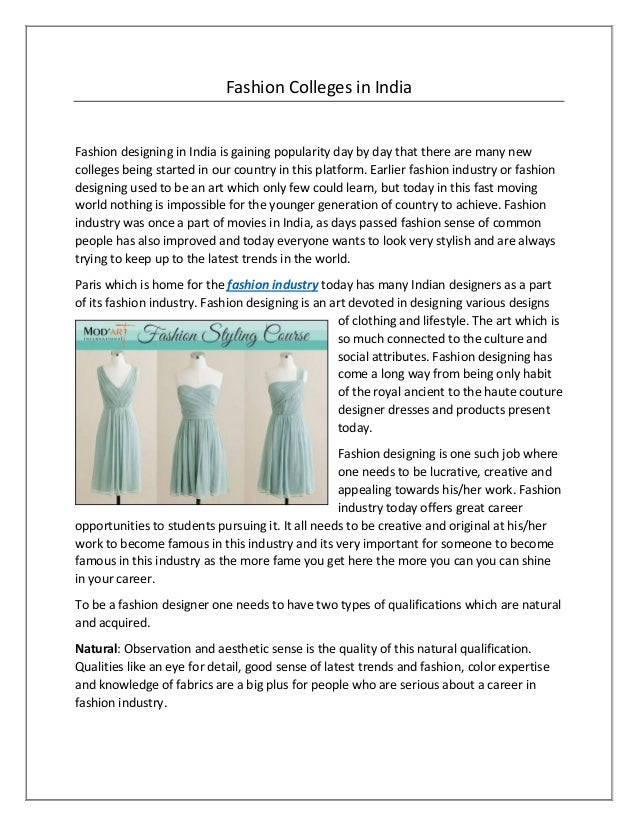 Fashion Colleges in India