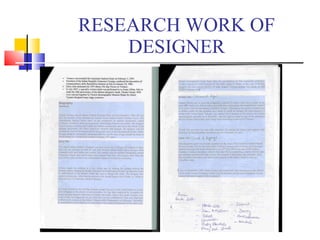 RESEARCH WORK OF DESIGNER 
