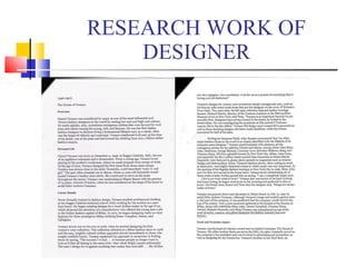 RESEARCH WORK OF DESIGNER 