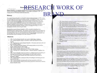 RESEARCH WORK OF BRAND 