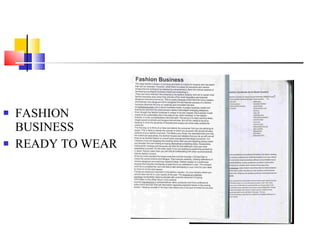 FASHION BUSINESS READY TO WEAR 