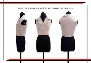 FRONT, SIDE AND BACK VIEW OF THE CONVERTIBLE COLLAR
 