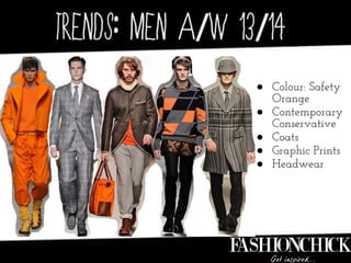 ● Colour: Safety
  Orange
● Contemporary
  Conservative
● Coats
● Graphic Prints
● Headwear
 