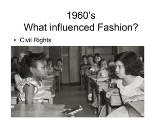 1960’sWhat influenced Fashion?Civil Rights