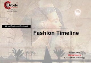 How Fashion Evolved
Fashion Timeline
Submitted by
Akshay Sharma
B.Sc. Fashion Technology
 