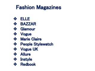Fashion magazine list