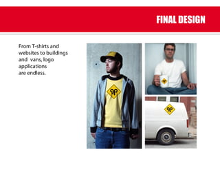From T-shirts and
websites to buildings
and vans, logo
applications
are endless.
FINAL DESIGN
 