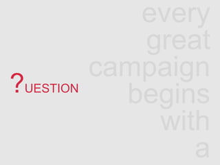 every
great
campaign
begins
with
a
?UESTION
 