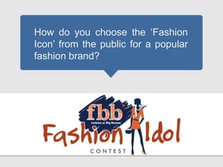How do you choose the „Fashion
Icon‟ from the public for a popular
fashion brand?
 