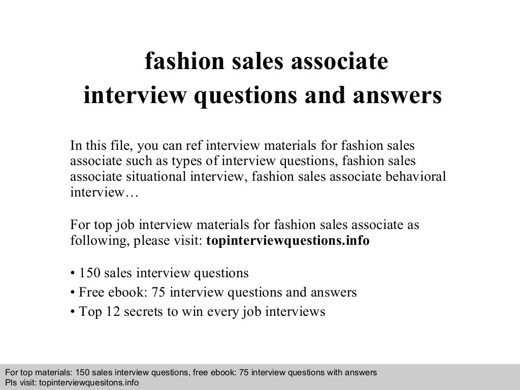 Fashion sales associate interview questions and answers