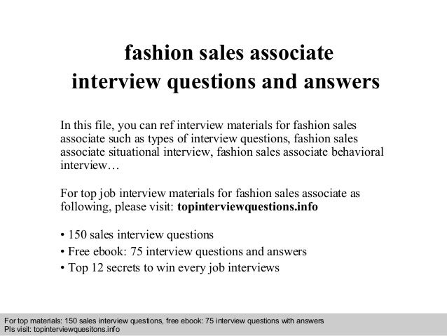 fashion sales associate interview questions and answers fashion sales associate job description