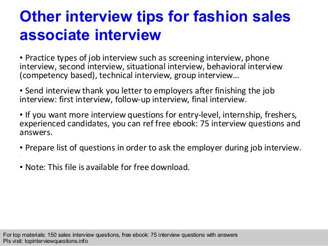 Fashion sales associate interview questions and answers