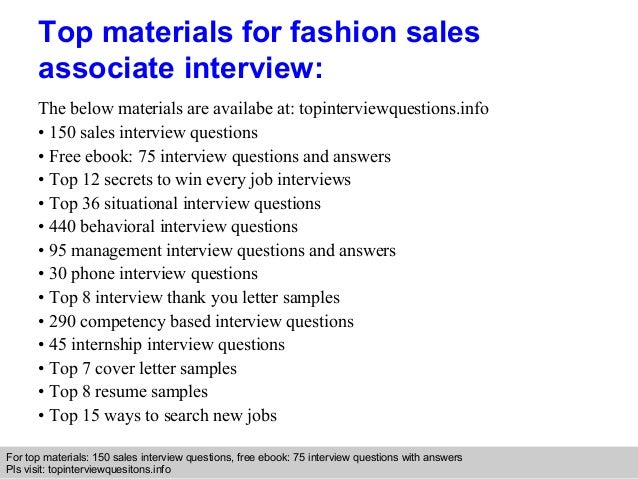 Fashion Sales Associate Interview Questions And Answers