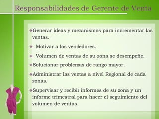 Responsabilidades de Gerente de Venta
 