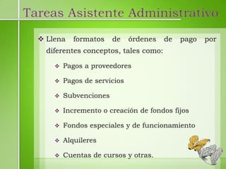 Tareas Asistente Administrativo
 