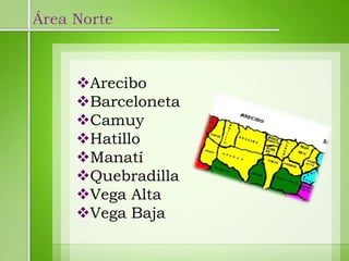 Área Norte



     Arecibo
     Barceloneta
     Camuy
     Hatillo
     Manatí
     Quebradilla
     Vega Alta
     Vega Baja
 