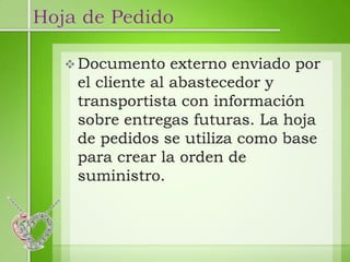 Hoja de Pedido
 