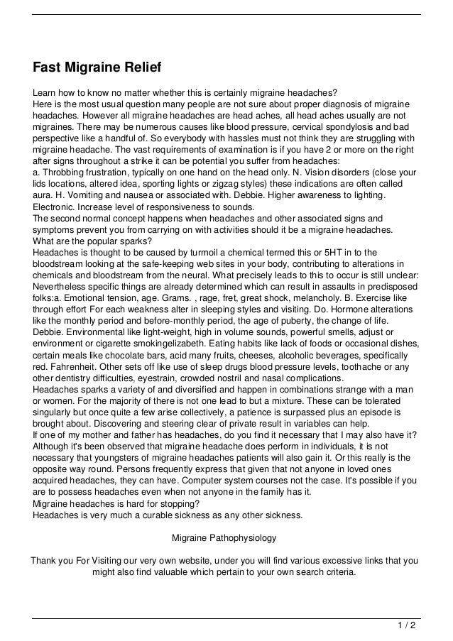 Fast Migraine Relief