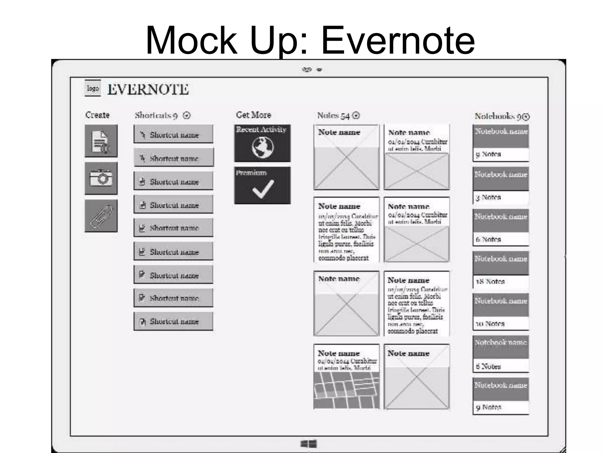 Mock Up: Evernote
 