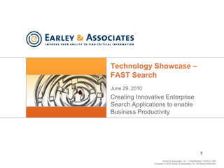 Technology Showcase – FAST Search June 29, 2010 Creating Innovative Enterprise Search Applications to enable Business Productivity 