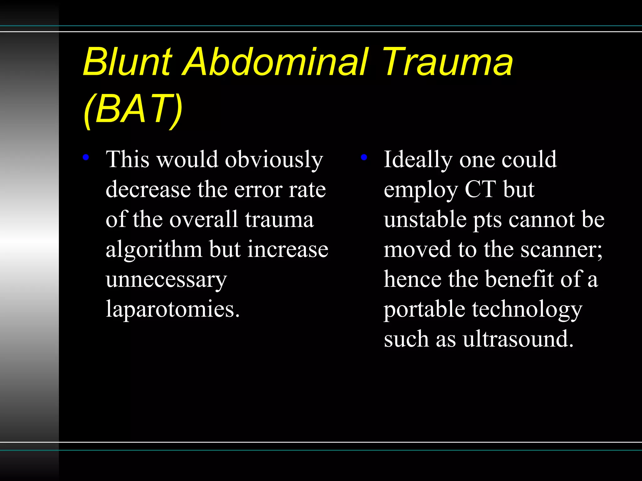Sonographic Assessment of Blunt Abdominal Trauma in the Emergency ...