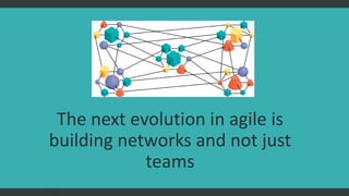 The next evolution in agile is
building networks and not just
teams
FAST AGILE
 