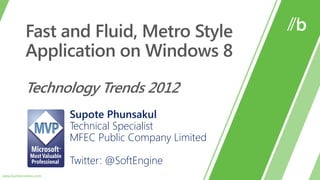 Supote Phunsakul
Technical Specialist
MFEC Public Company Limited

Twitter: @SoftEngine
 