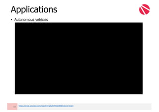 • Autonomous vehicles
Applications
69 https://www.youtube.com/watch?v=gEy91PGGLR0&feature=share
 