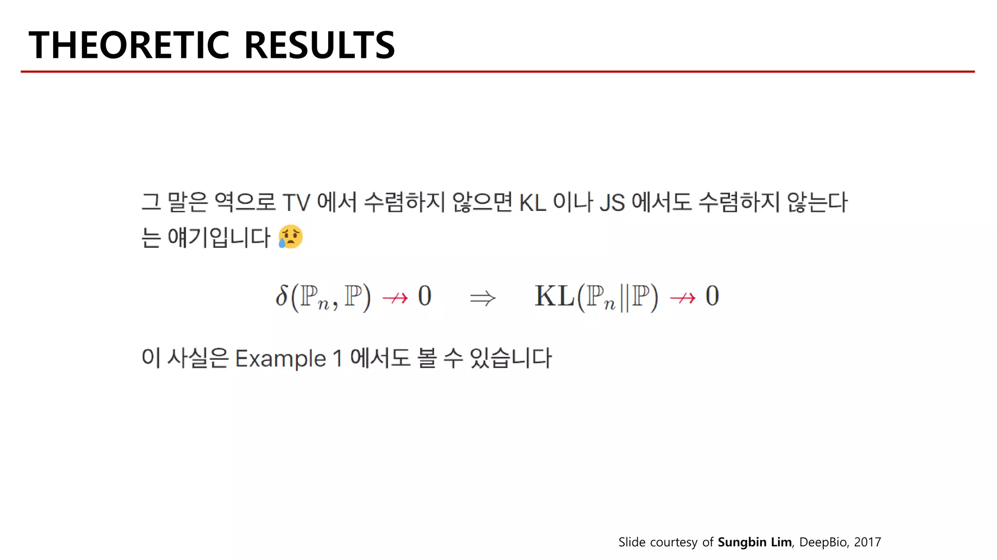 Slide courtesy of Sungbin Lim, DeepBio, 2017
THEORETIC RESULTS
 