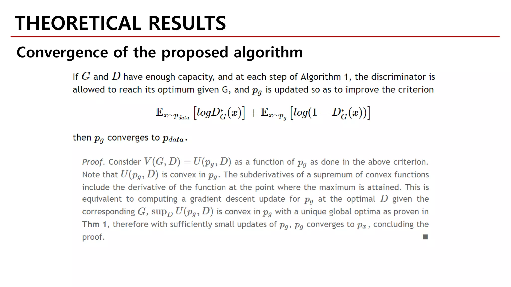 THEORETICAL RESULTS
Convergence of the proposed algorithm
 