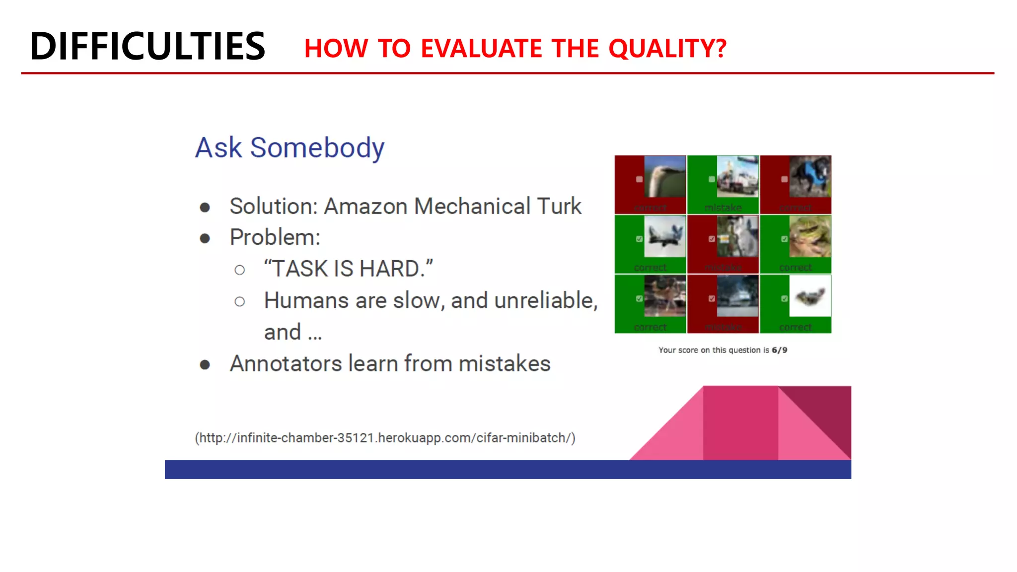 DIFFICULTIES HOW TO EVALUATE THE QUALITY?
 