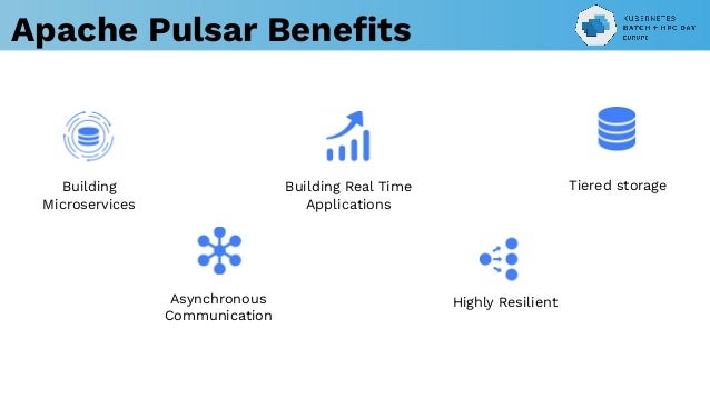 Building
Microservices
Asynchronous
Communication
Building Real Time
Applications
Highly Resilient
Tiered storage
Apache Pulsar Beneﬁts
 