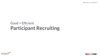 @kaniasty | #uxpabos17
Good + Efﬁcient
Participant Recruiting
 