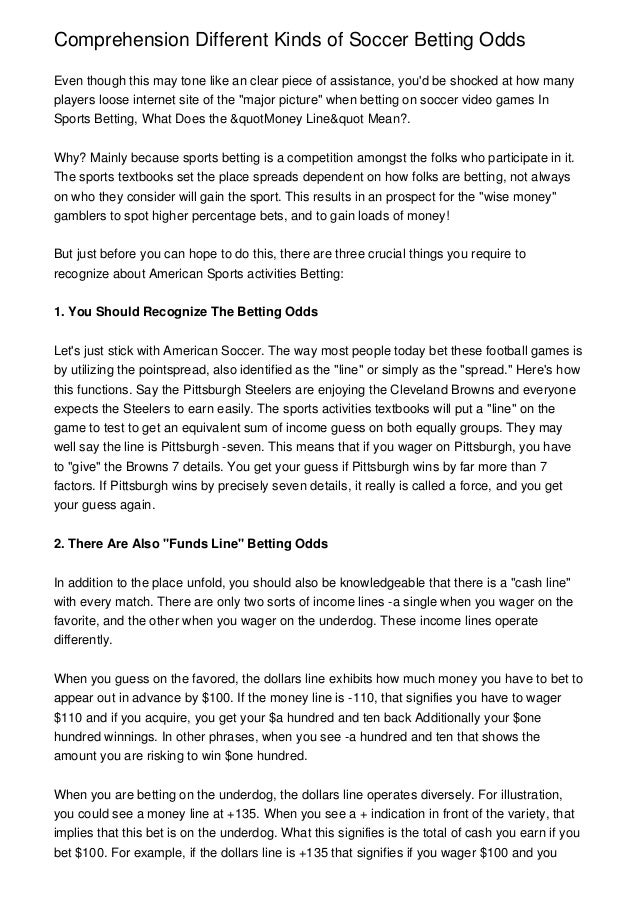 Soccer betting lines explained