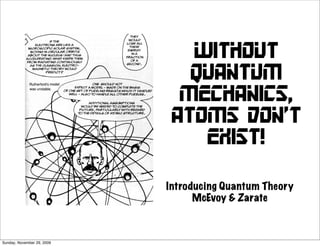 without
                               quantum
                              mechanics,
                             atoms don’t
                                exist!

                            Introducing Quantum Theory
                                  McEvoy & Zarate



Sunday, November 29, 2009
 