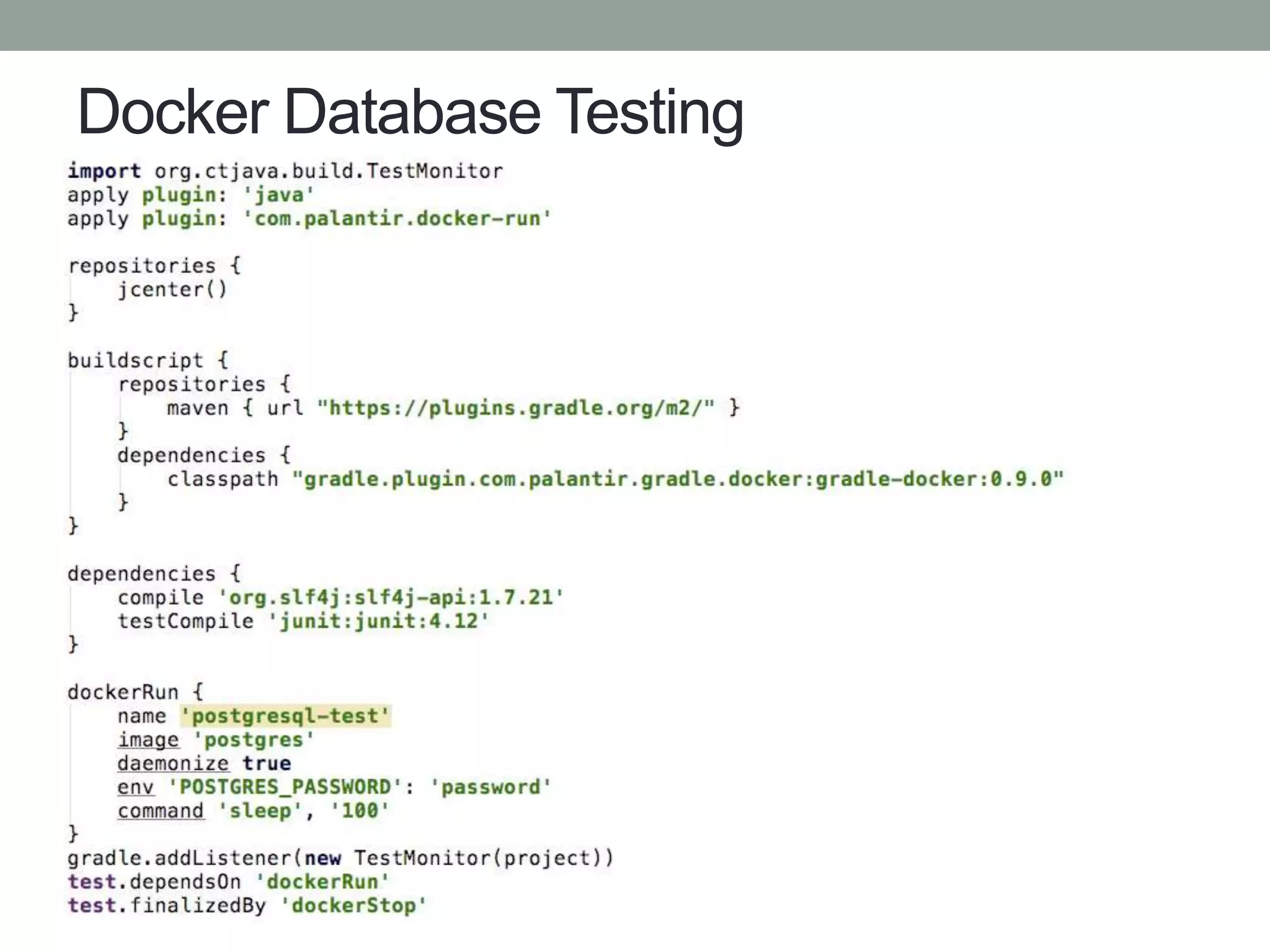 Docker Database Testing
 