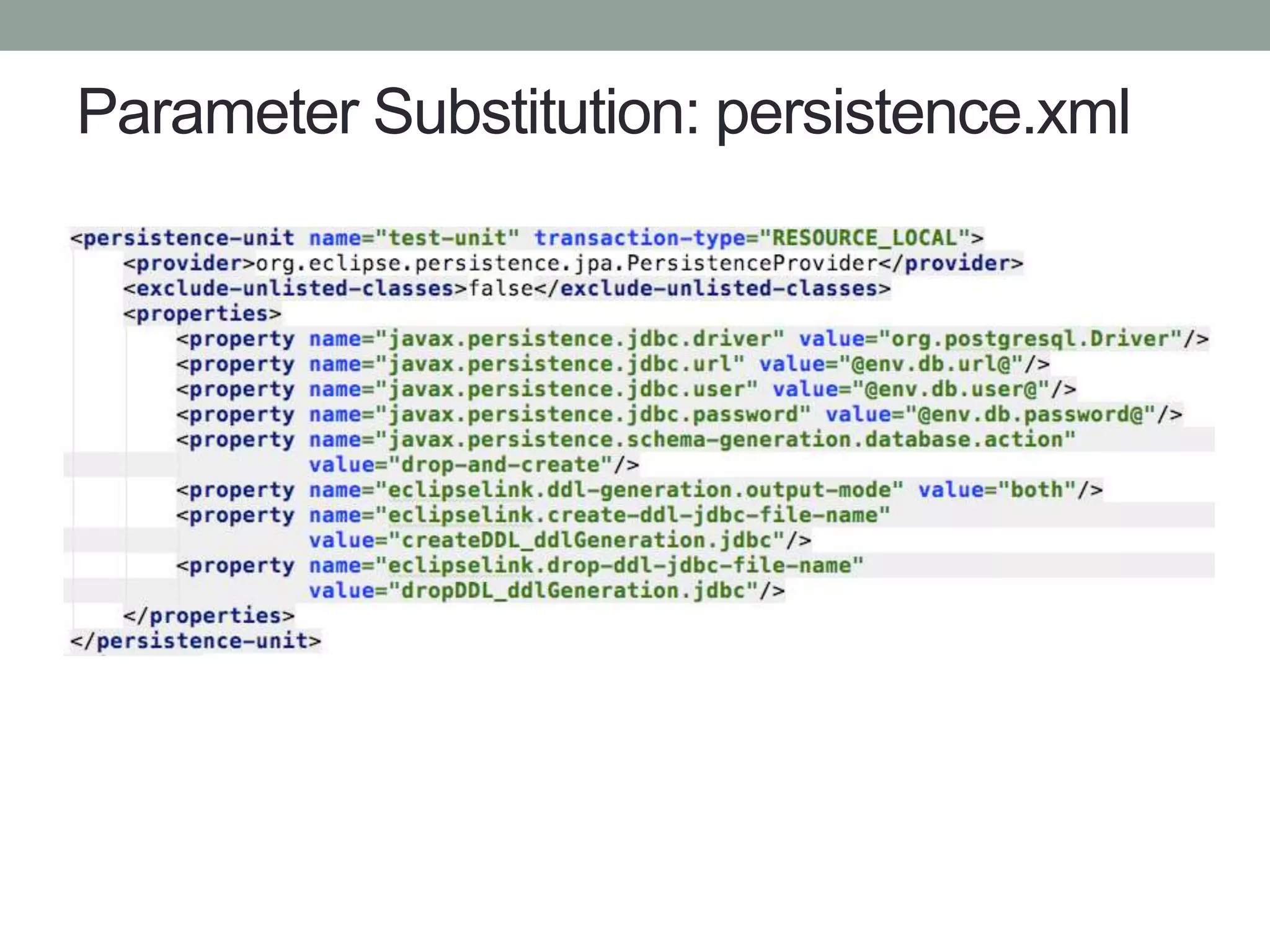 Parameter Substitution: persistence.xml
 
