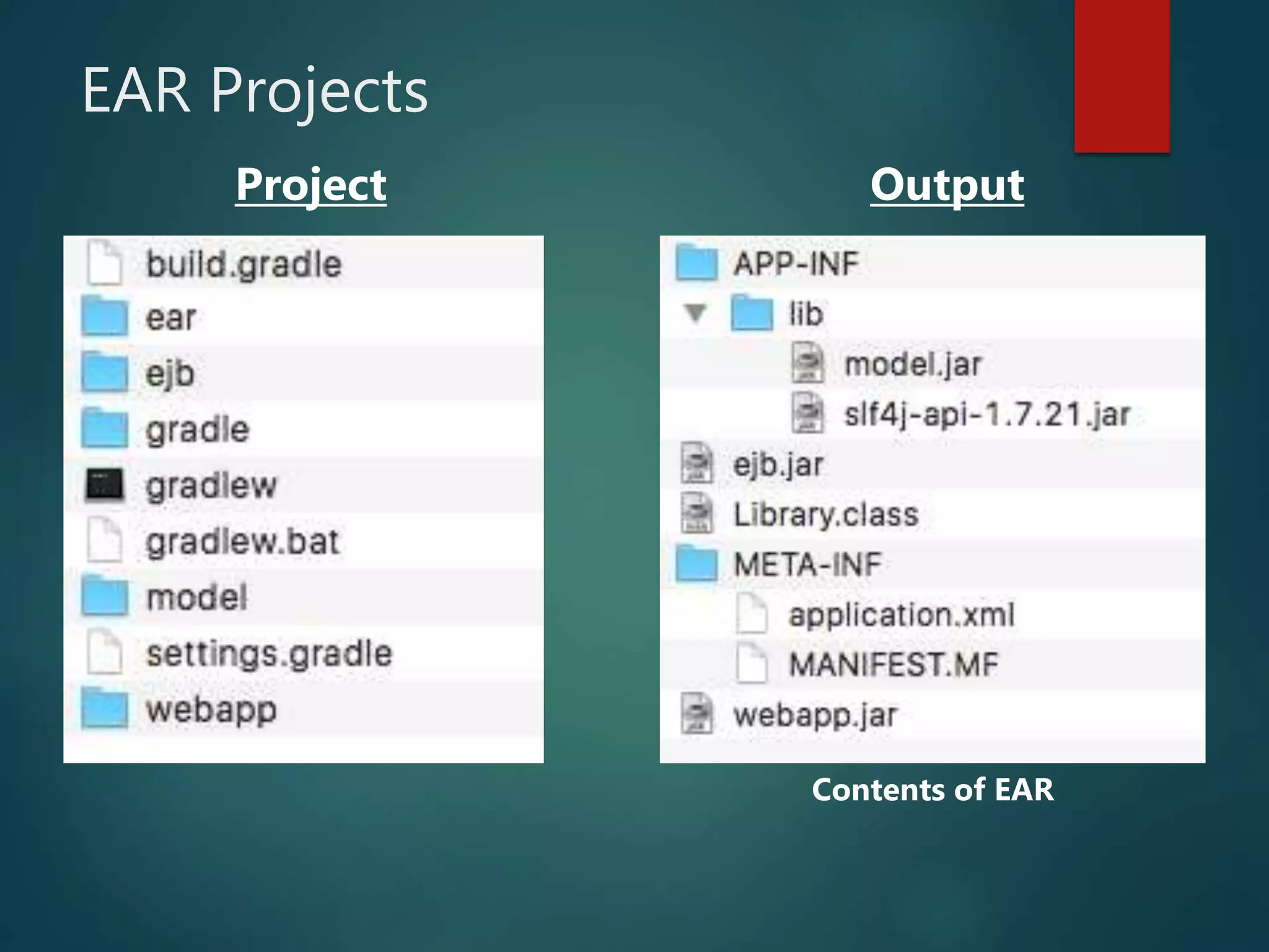EAR Projects
Project Output
Contents of EAR
 