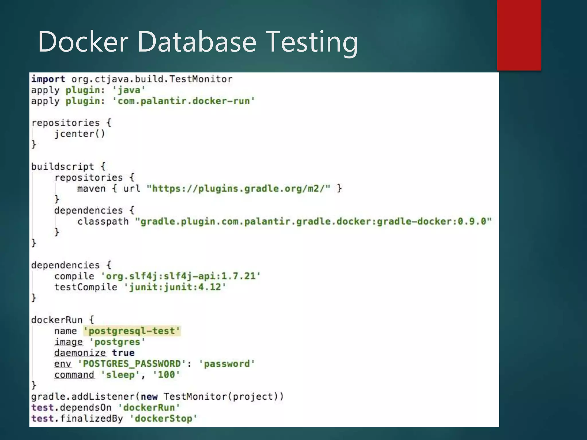 Docker Database Testing
 