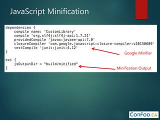 JavaScript Minification
Minification Output
Google Minifier
 