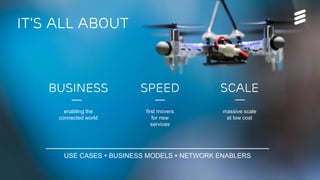 Faster to 5G | 15-02-2017
It’s ALL ABOUT
enabling the
connected world
BUSINESS
first movers
for new
services
Speed
massive scale
at low cost
SCALE
USE CASES  BUSINESS MODELS  NETWORK ENABLERS
 