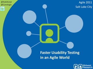 Agile 2011 Salt Lake City @AskAUser @Carologic Faster Usability Testing in an Agile World 