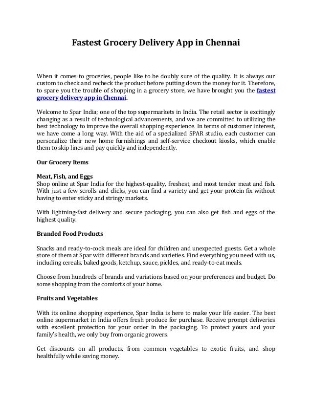 Fastest Grocery Delivery App in Chennai