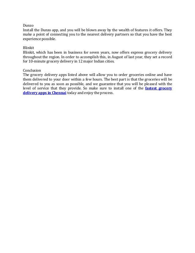 Fastest Grocery Delivery Apps in Chennai