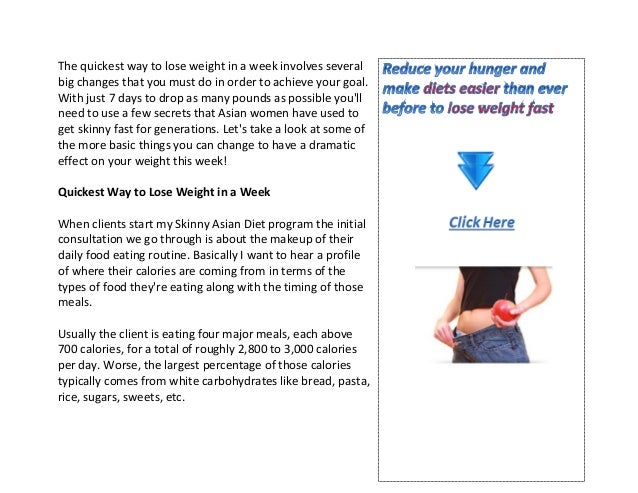 quickest way to lose weight in a week reddit