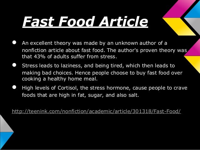 Cause and effect on fast food essay