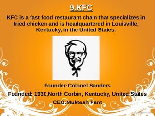 Best Fast Food Restaurants Chains in the World