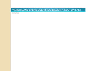 AMERICANS SPEND OVER $1OO BILLION A YEAR ON FAST
FOOD

 