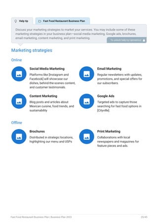 fast food restaurant business plan example | PDF