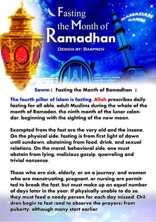 Fasting The Month Of Ramadhan